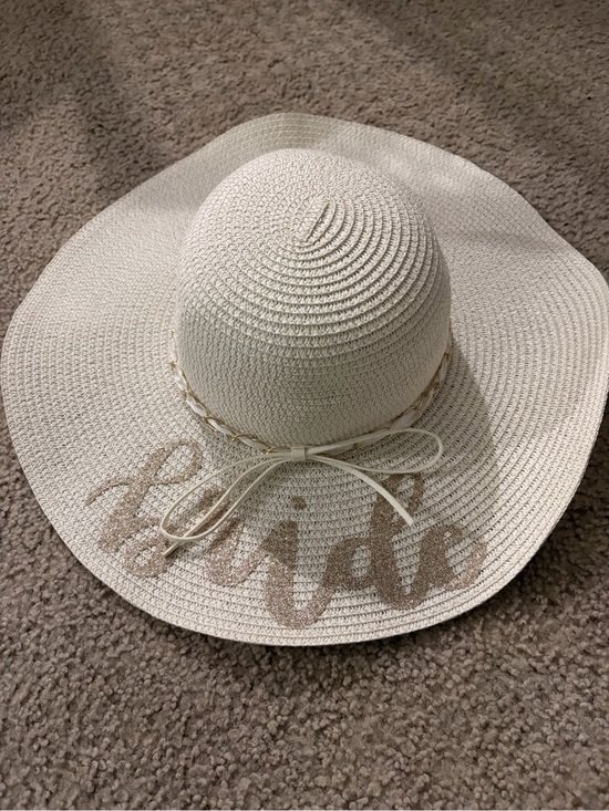 Accessories - Cream Wide-Brim Sun Hat with Tan 'BRIDE' Script